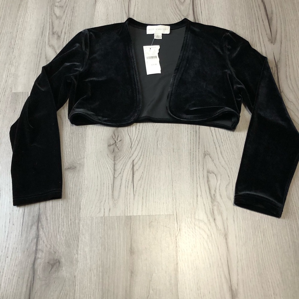 Petite Sophisticate Black Velvet Cropped Bolero